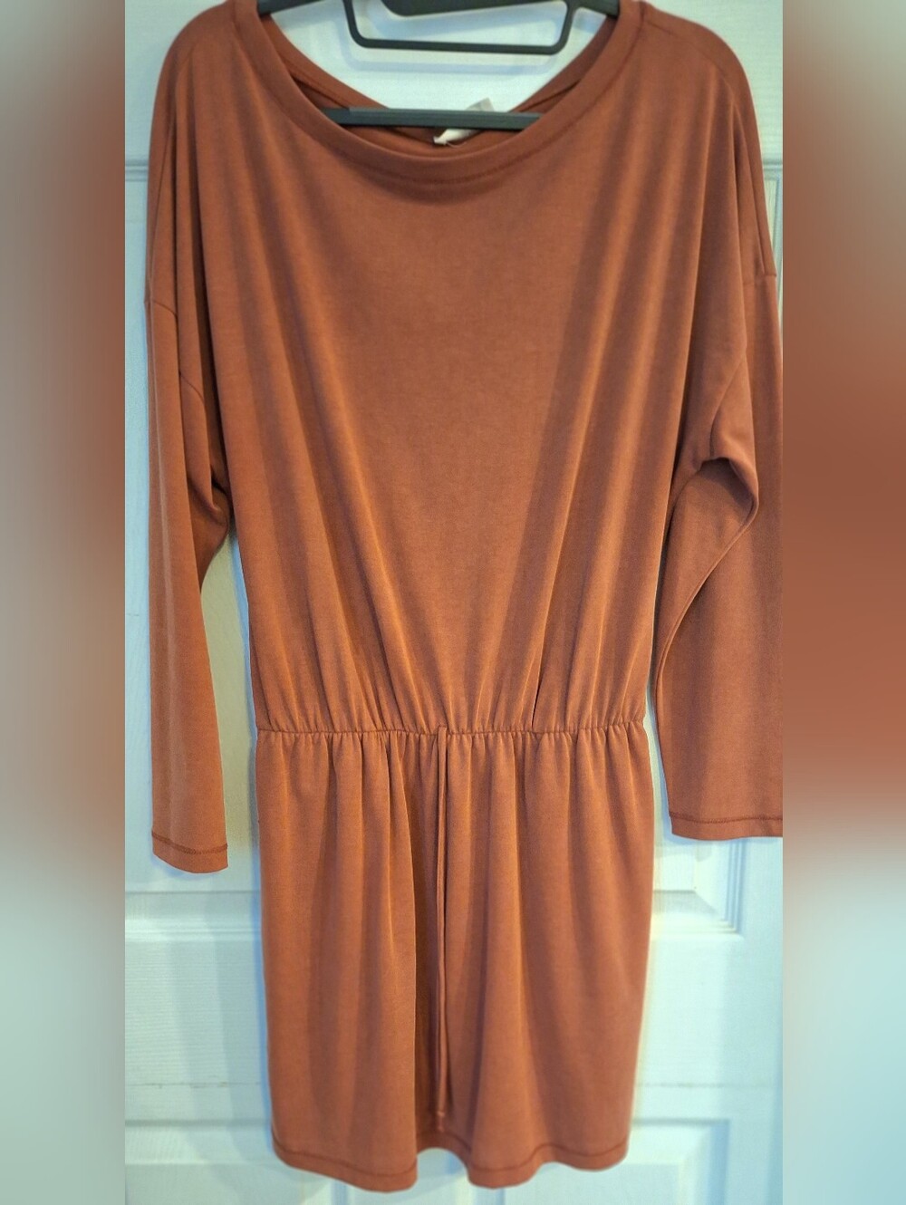 Everly Rust Modal Knit Dolman Sleeve Dress Size Medium Made in USA